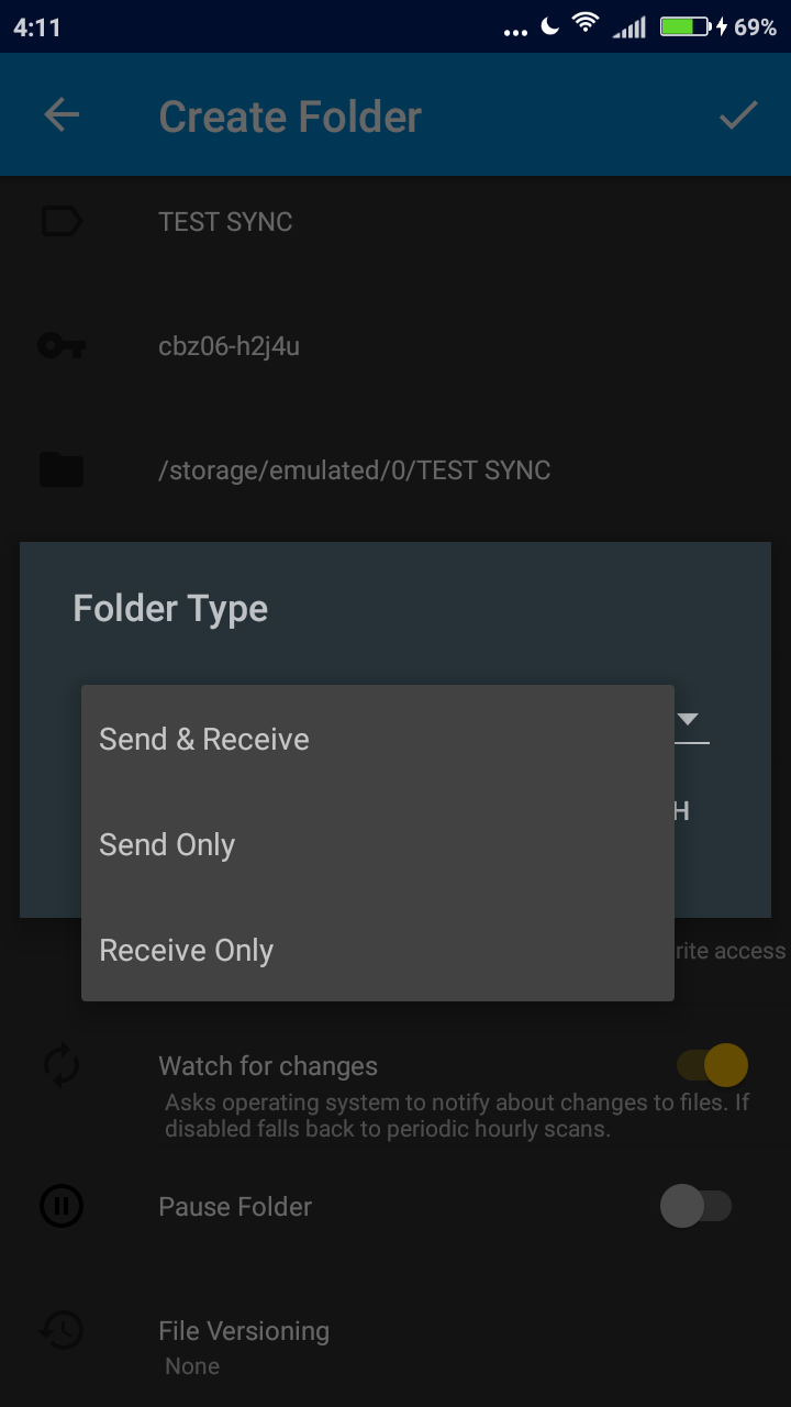 Specify sync conditions